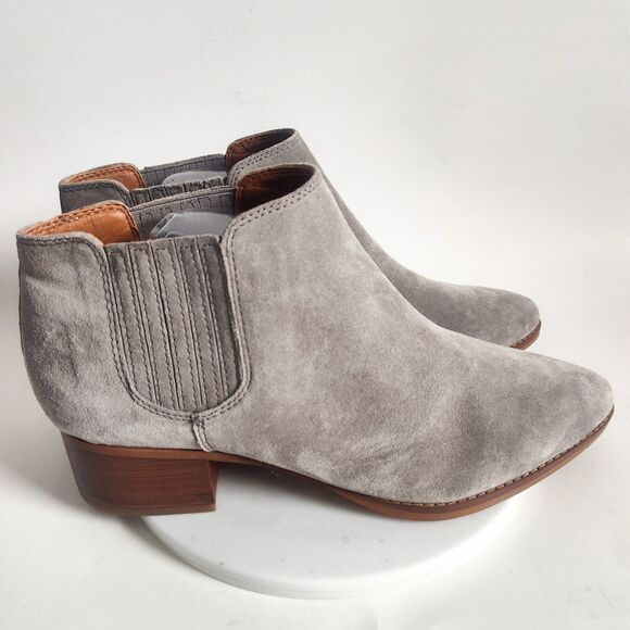 Franco Sarto Size 10 Wide Chelsea Booties Suede Leather Gray Ankle Boots Seville - Picture 1 of 9